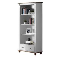 Estante Livreiro De Madeira 3 Prateleiras 1 Gaveta Pés Torneados - Nude Laca Com Tampo E Base Imbuia Glazer - 1