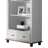 Estante Livreiro De Madeira 3 Prateleiras 1 Gaveta Pés Torneados - Nude Laca Com Tampo E Base Imbuia Glazer - 3