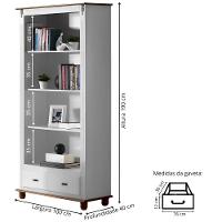 Estante Livreiro De Madeira 3 Prateleiras 1 Gaveta Pés Torneados - Nude Laca Com Tampo E Base Imbuia Glazer - 4