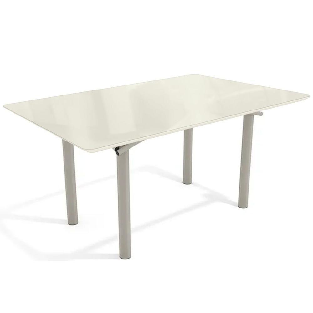 Mesa P- Cozinha Elba Tampo Madeirado C- Vidro 160cm Niquel-off White - Kappesberg - 1