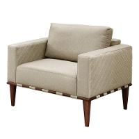 Conjunto - 2 Poltronas Bella Luxo Madeira Maciça Castellar Linho Bege