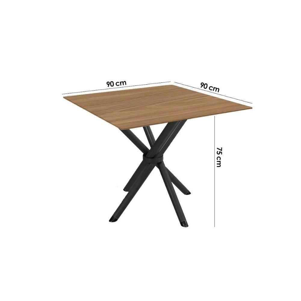 Conjunto: Mesa Sala Jantar Volga C- Tampo De Madeira 90cm E 4 Cadeiras Zaria Preto-nogueira - Boucle Bege - Kappesberg - 3