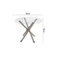 Conjunto: Mesa Sala Jantar Volga C- Tampo De Vidro 95cm E 4 Cadeiras Portugal Niquel - Courano Branco - Kappesberg - 4