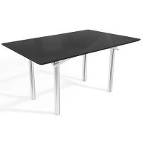 Mesa P- Cozinha Elba Tampo Madeirado C- Vidro 160cm Cromada-preto - Kappesberg - 1
