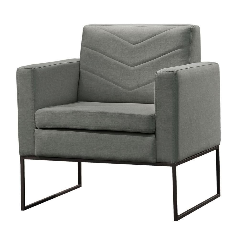 Conjunto - 2 Poltronas Apolo Luxo Base Preta Castellar Linho Cinza - 4