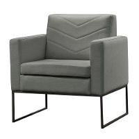 Conjunto - 2 Poltronas Apolo Luxo Base Preta Castellar Linho Cinza