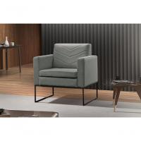 Conjunto - 2 Poltronas Apolo Luxo Base Preta Castellar Linho Cinza - 5