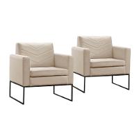 Conjunto - 2 Poltronas Apolo Luxo Base Preta Castellar Linho Bege Claro - 1