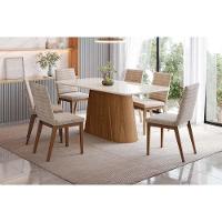 Mesa P- Cozinha Olivia Sc116 C- Tampo Madeirado C- Vidro Curvo 160x90cm Nature-off White - Henn - 3