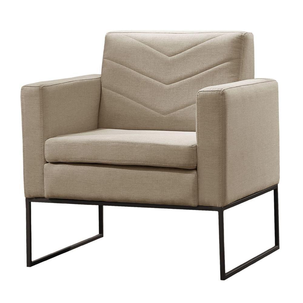 Conjunto - 2 Poltronas Apolo Luxo Base Preta Castellar Linho Bege - 4