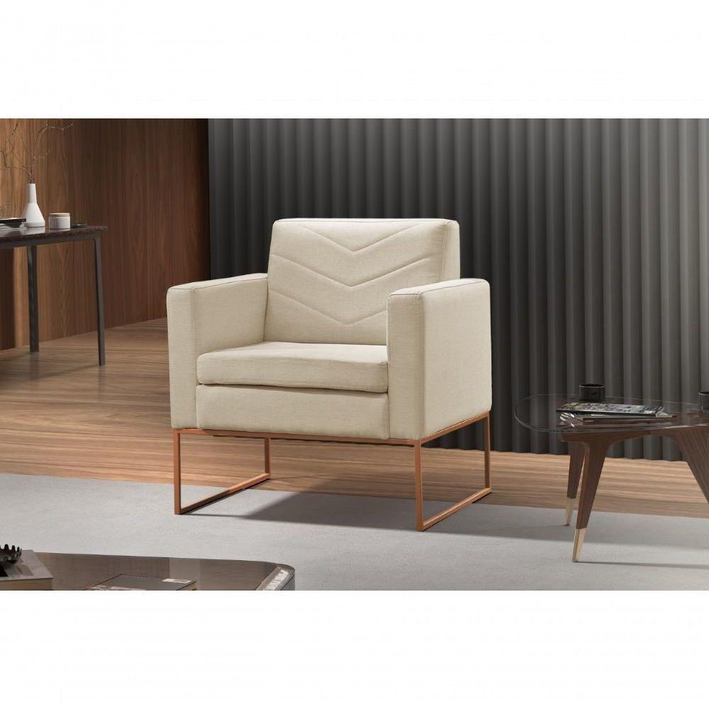 Conjunto - 2 Poltronas Apolo Luxo Base Bronze Castellar Veludo Bege Claro - 5