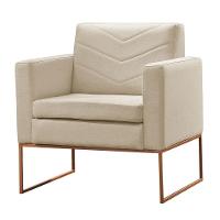 Conjunto - 2 Poltronas Apolo Luxo Base Bronze Castellar Veludo Bege Claro