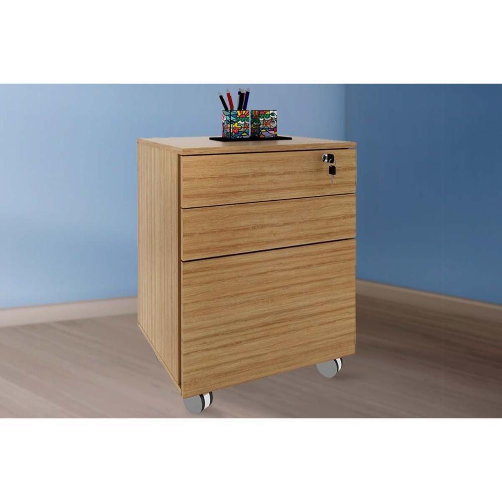 Gaveteiro P- Escritório Me4148 C- Chave E Rodízio Amêndoa - Tecno Mobili - 1