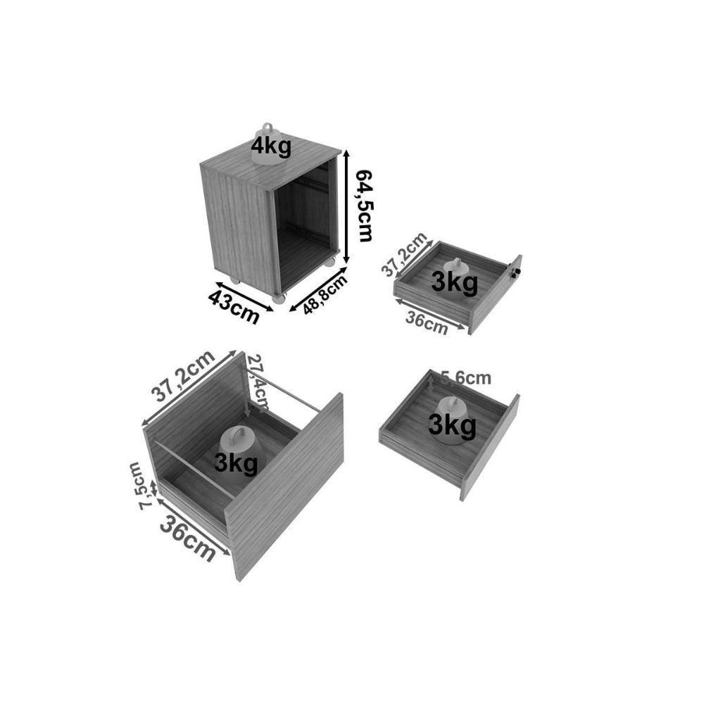Gaveteiro P- Escritório Me4148 C- Chave E Rodízio Amêndoa - Tecno Mobili - 2