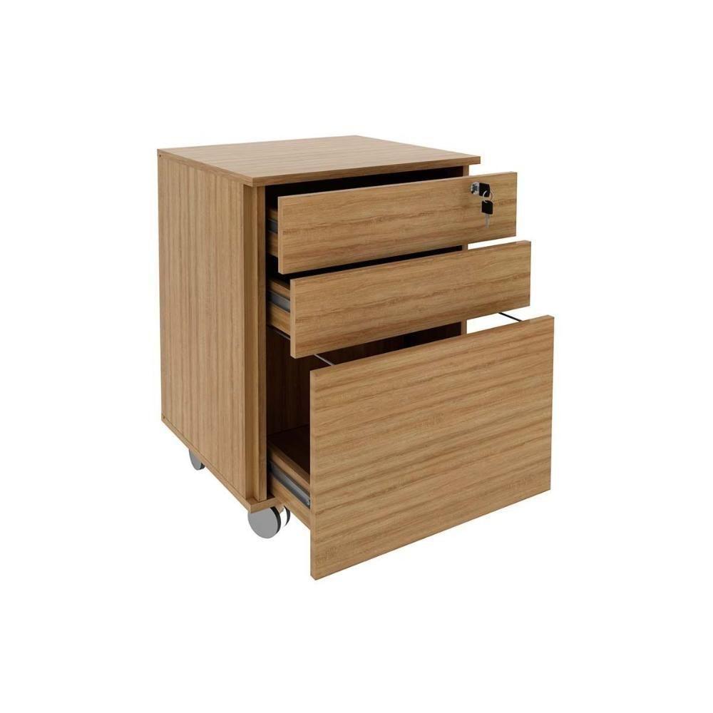 Gaveteiro P- Escritório Me4148 C- Chave E Rodízio Amêndoa - Tecno Mobili - 4