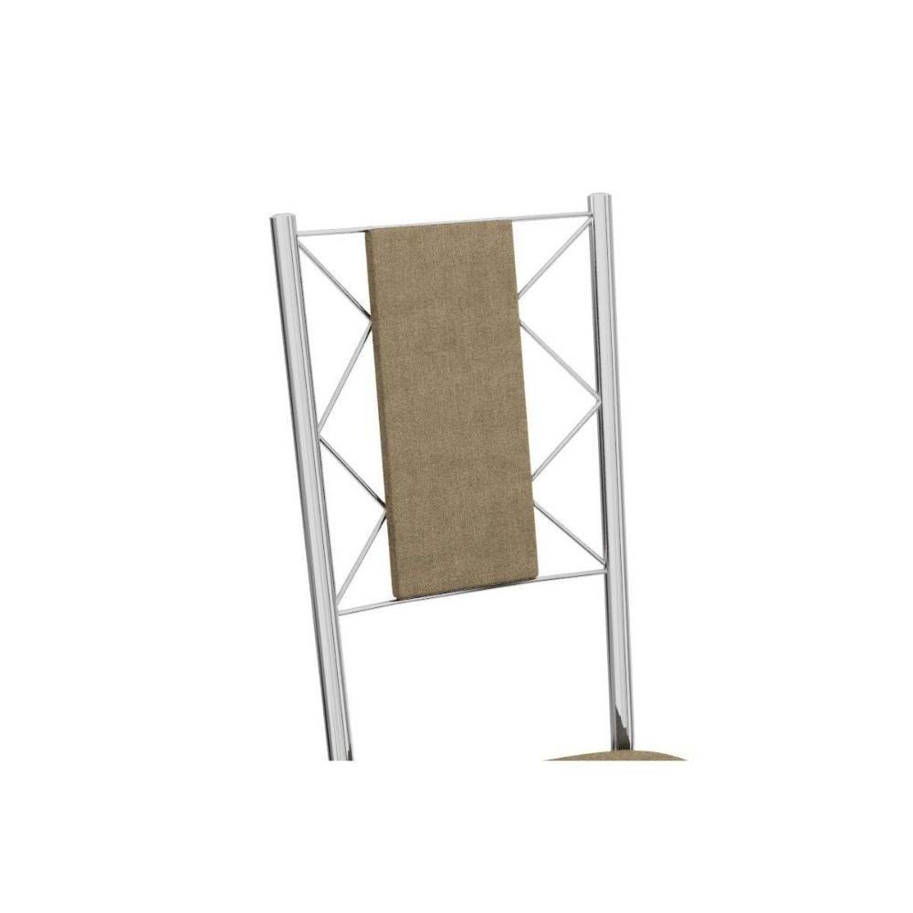 Conjunto: Mesa De Cozinha Elba C- Tampo De Vidro 120cm E 6 Cadeiras Lisboa Cromada - Courano Capuccino - Kappesberg - 6