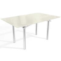Mesa P- Cozinha Elba Tampo Madeirado C- Vidro 160cm Cromada-off White - Kappesberg - 1