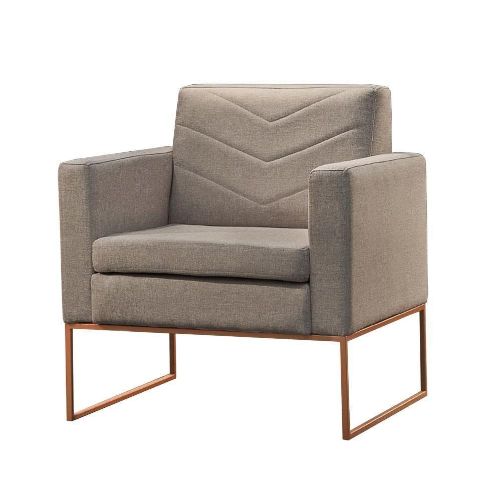 Conjunto - 2 Poltronas Apolo Luxo Base Bronze Castellar Linho Cappuccino - 4