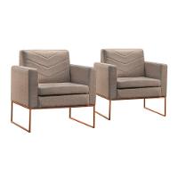 Conjunto - 2 Poltronas Apolo Luxo Base Bronze Castellar Linho Cappuccino - 1