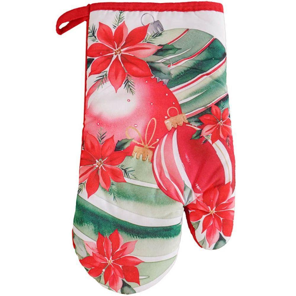 Kit 2 Peças Natalino Pano De Prato E Luva De Forno Bene Casa Bolas De Natal - 2