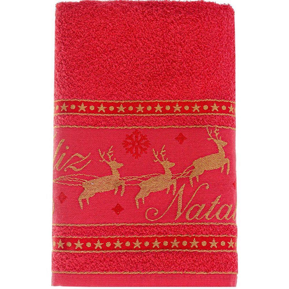 Kit 3 Toalha De Banho Feliz Natal 90% Algodão 400g/m² 68x135cm Bene Casa Vermelho - 3