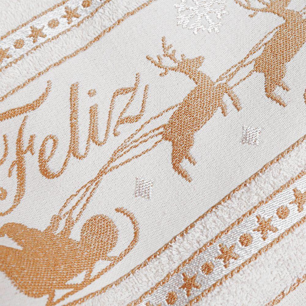 Kit 4 Toalha De Banho Feliz Natal 90% Algodão 400g/m² 68x135cm Bene Casa Pérola - 6