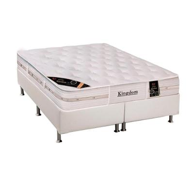 Cama Box Queen: Colchão Molas Pocket Ensacadas Castor Kingdom Aloe Vera + Base Crc Courano White (158x198)