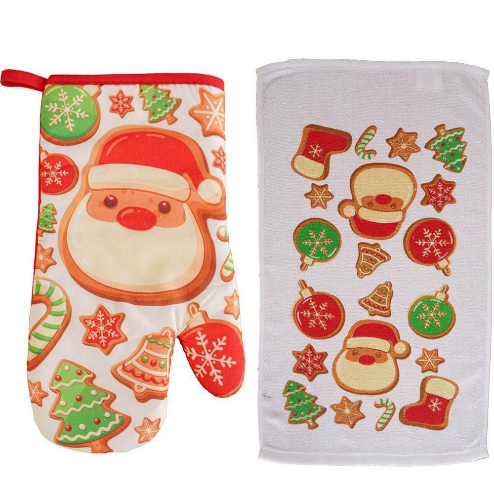 Kit 2 Peças Natalino Pano De Prato E Luva De Forno Bene Casa Docinho De Natal - 1