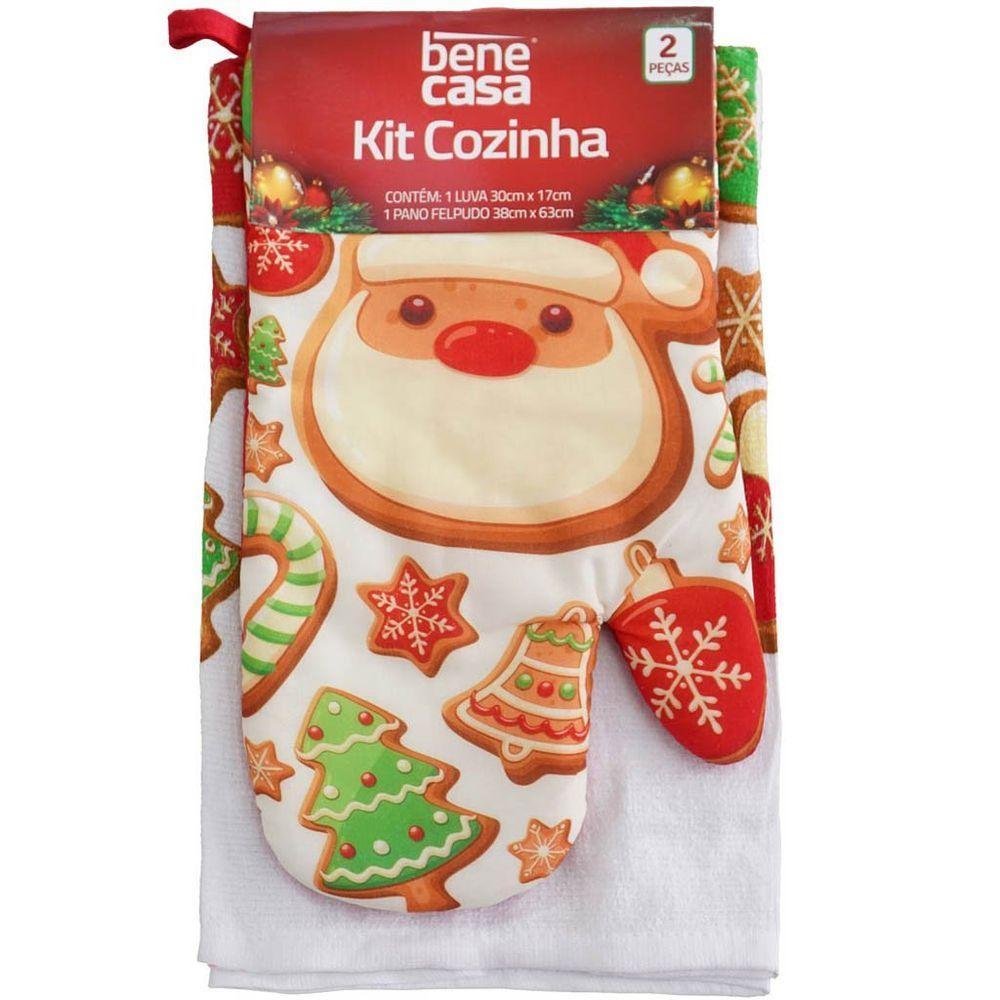 Kit 2 Peças Natalino Pano De Prato E Luva De Forno Bene Casa Docinho De Natal - 4