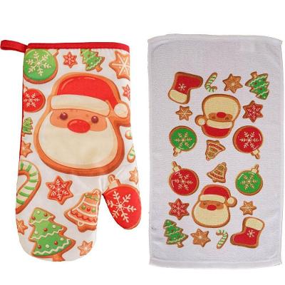 Kit 2 Peças Natalino Pano De Prato E Luva De Forno Bene Casa Docinho De Natal