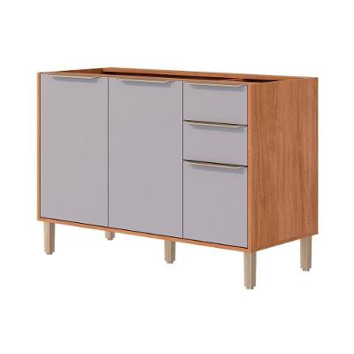 Balcão De Cozinha Modulado Esplêndida C- 3 Portas E 2 Gavetas S-tampo 120cm Cinamomo-platina - Mgm