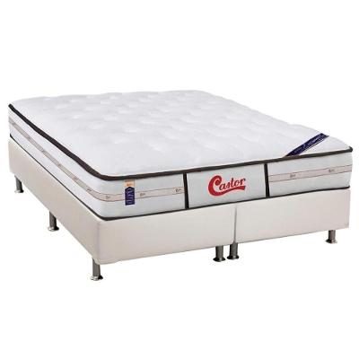 Cama Box King: Colchão Molas Pocket Ensacadas Castor Gold Star Vitagel Classic + Base Crc Courano White (193x203)