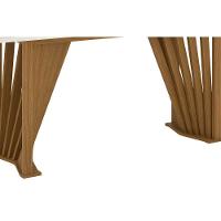 Mesa P- Cozinha Adriana Sc46 C- Tampo Madeirado C- Vidro Curvo 200x80cm Nature - Henn - 6