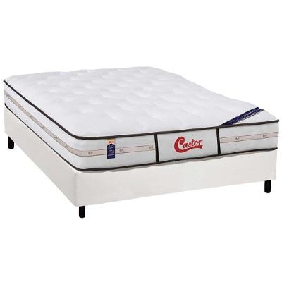 Cama Box King: Colchão Molas Pocket Ensacadas Castor Gold Star Vitagel Class + Base Crc Courano White (193x203)