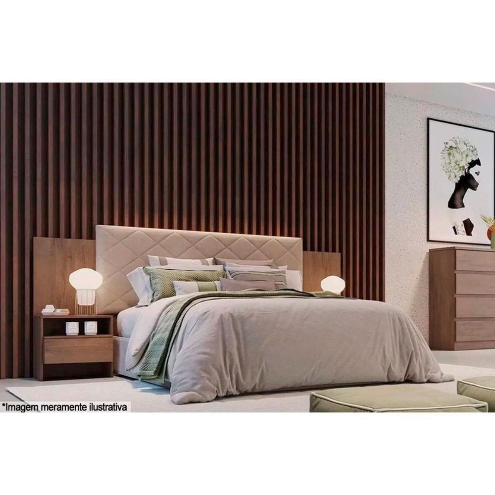 Painel Cama Box Madeirado Casal Everest Plus C- 2 Mesas E 2 Gavetas Neve - Novo Horizonte - 5