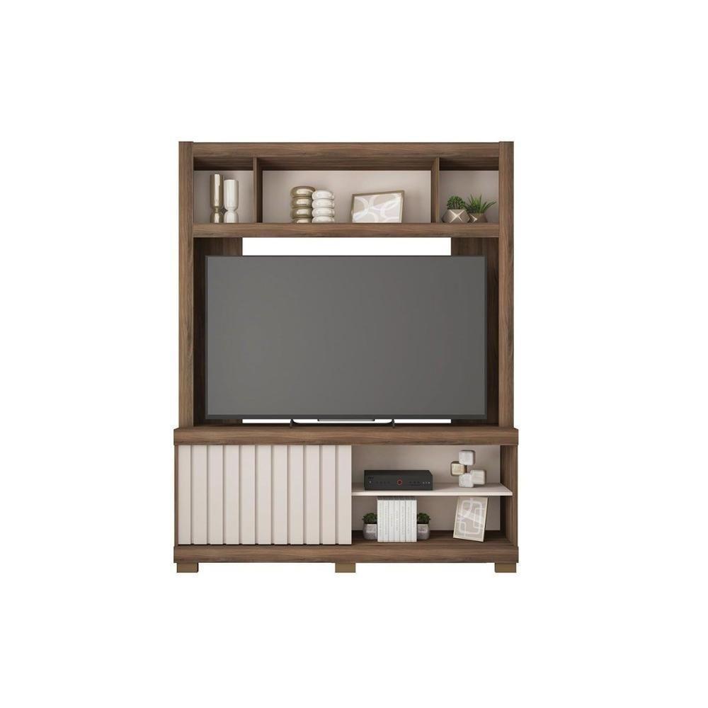 Estante P- Sala Até 65 Pol Cinne C- Ripado Pés 160x203cm Lamina Mel-cacao - Caemmun - 5