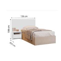 Painel Cama Box Madeirado Solteiro Prime C- 1 Mesa E 1 Gaveta Neve - Novo Horizonte - 2