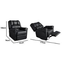 Poltrona Reclinável C- Massagem P- Sala Vermont Zero Wall Courano Preto - Probel - 6