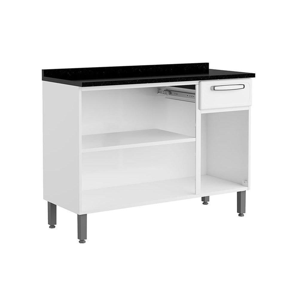 Balcão De Cozinha Modulado Evidence 7122 3 Portas E 1 Gaveta C- Tampo Branco - Bertolini - 4