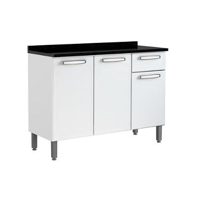 Balcão De Cozinha Modulado Evidence 7122 3 Portas E 1 Gaveta C- Tampo Branco - Bertolini