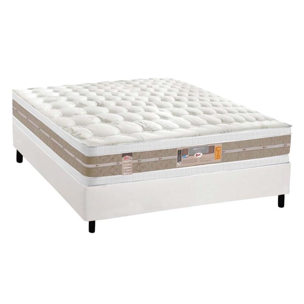 Cama Box Casal: Colchão Molas Pocket Ensacadas Castor Silver Star Air + Base Crc Courano White (138x188) - 1