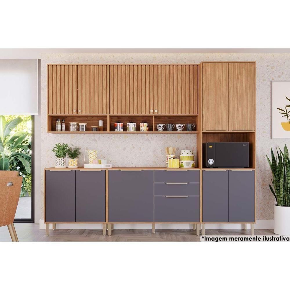 Balcão De Cozinha Modulado C- Tampo Divina C- 2 Portas 80 Cm Cinamomo-off White - Mgm - 4