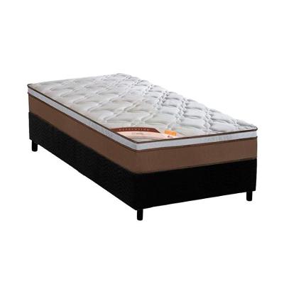 Cama Box Solteiro: Colchão Molas Pocket Ensacadas Castor Revolution + Base Crc Suede Black (88x188)