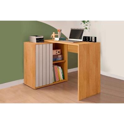 Mesa Escrivaninha Juvenil Retangular Tech em MDF 140cm Mel para Quarto Ou Escritório