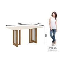 Mesa P- Cozinha Yara Sc79 C- Tampo Madeirado C- Vidro Curvo 160x90cm Nature - Henn - 3