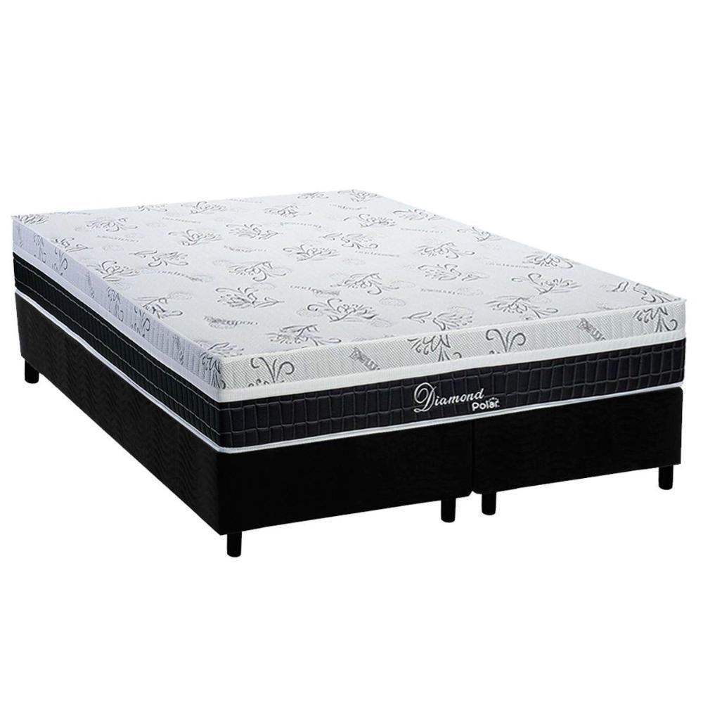 Cama Box Queen: Colchão Molas Ensacadas Polar Diamond + Base Crc Suede Black (158x198) - 1