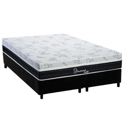 Cama Box Queen: Colchão Molas Ensacadas Polar Diamond + Base Crc Suede Black (158x198)