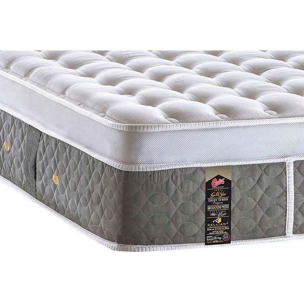 Cama Box Queen: Colchão Molas Pocket Ensacadas Castor Light Stress Oxygen New Plush + Base Crc Suede Gray (158x198) - 3