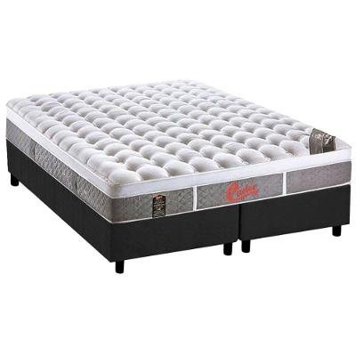 Cama Box Queen: Colchão Molas Pocket Ensacadas Castor Light Stress Oxygen New Plush + Base Crc Suede Gray (158x198)