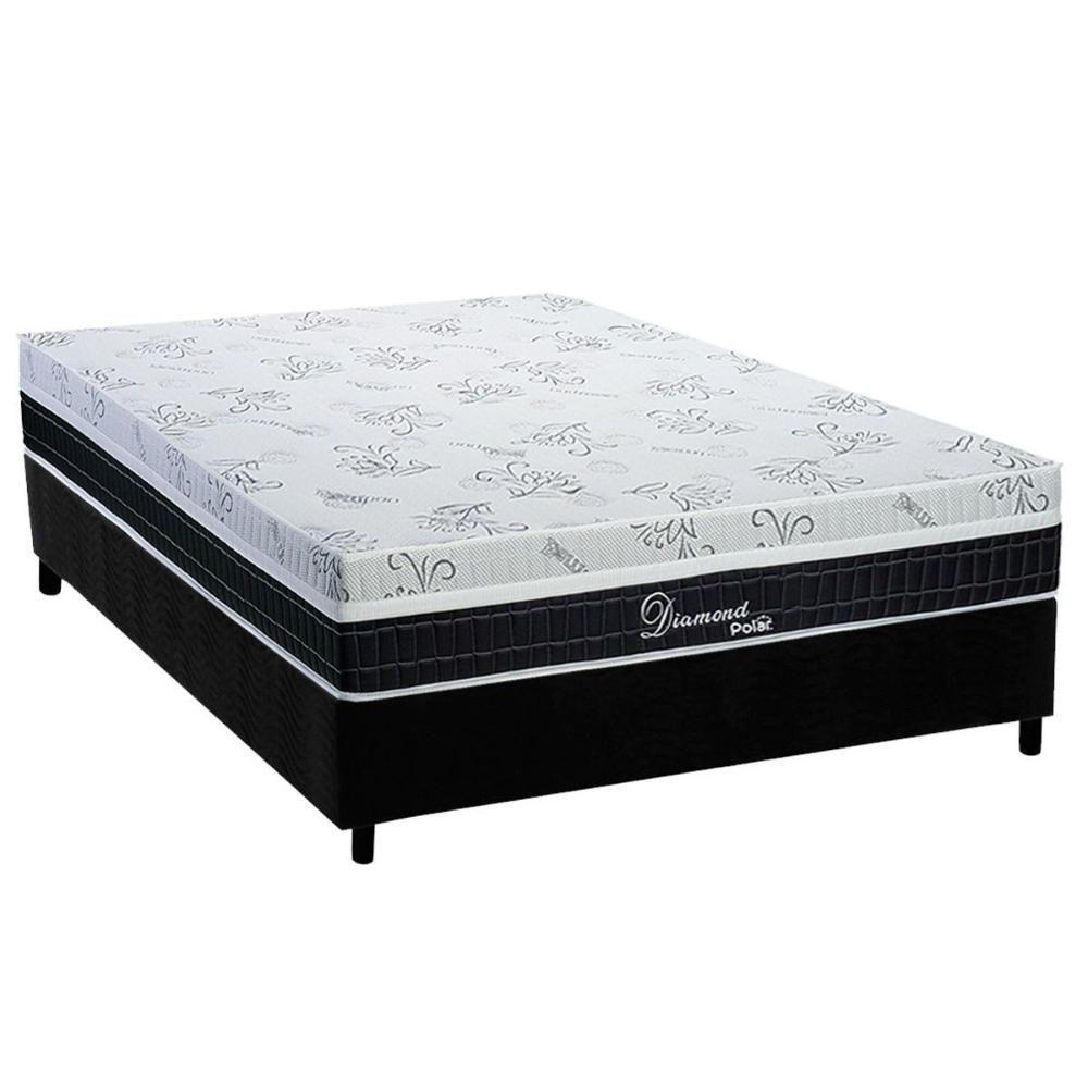 Cama Box Casal: Colchão Molas Ensacadas Polar Diamond + Base Crc Suede Black (138x188) - 1